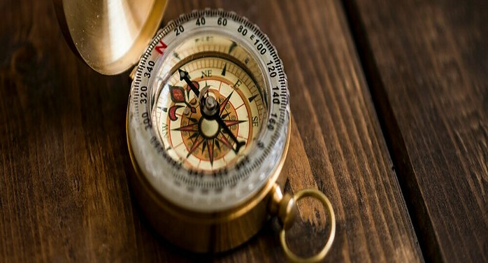 Compass on table